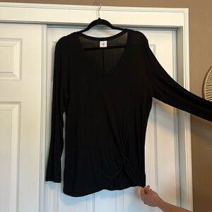 CAbi asymmetrical V-neck long sleeve tee, size L